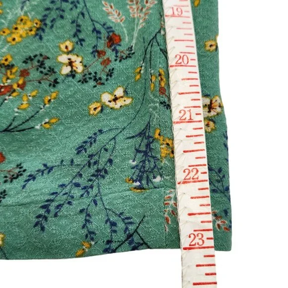 DR2 Green with Navy & Yellow Print Short Sleeved Pullover Blouse Size M - Picture 12 of 12